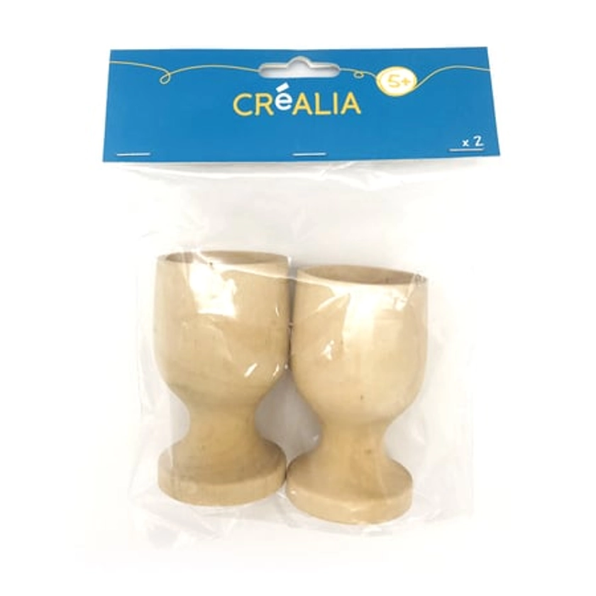 Set de 2 coquetiers bois naturel - Créalia - Coffrets Créatifs pour enfant | Cultura