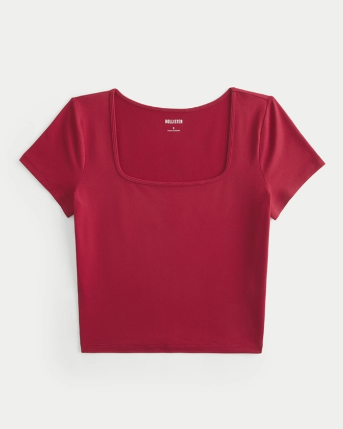 Women's Soft Stretch Seamless Fabric Square Neck Baby Tee | Women's Tops | HollisterCo.com