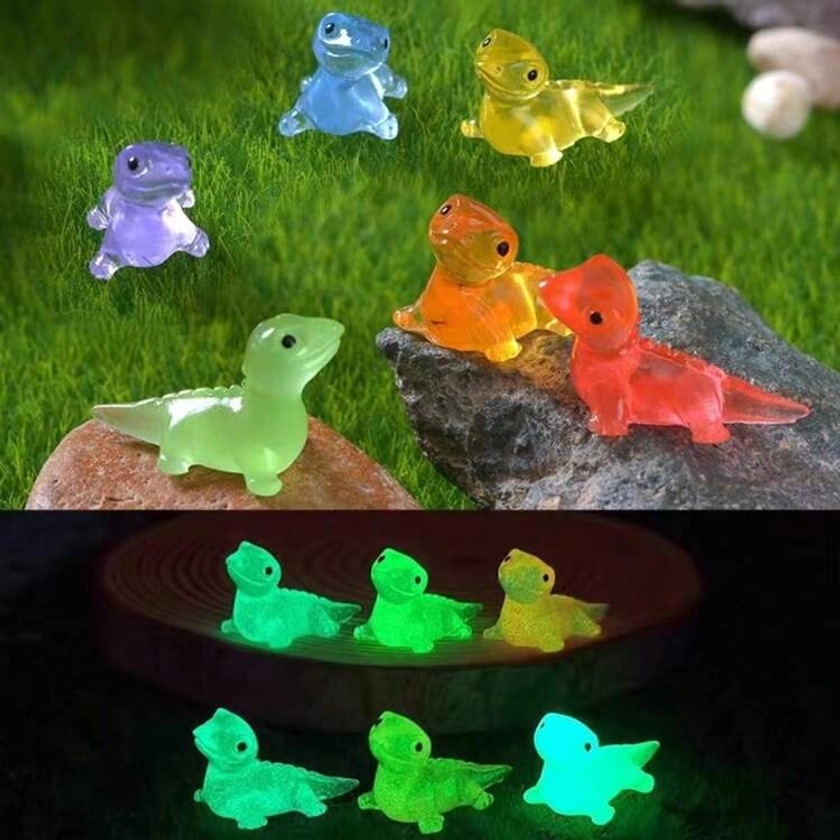 New Lovely Night Lighted And Adorable Little Lizard Micro Landscape Gardening Cartoon DIY Material Resin Craft Small Animal Decoration Glowing Toy Children Gift