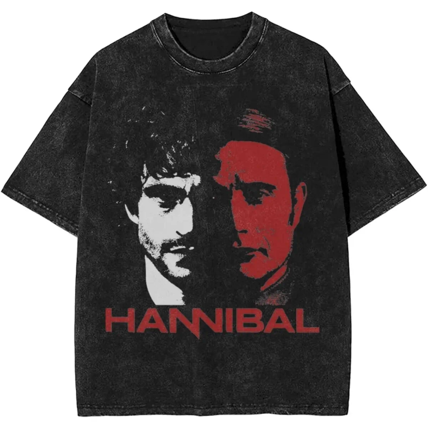 Camisa Vintage Hannibal Mads Mikkelsen para hombres y mujeres, ropa suelta, camisetas Harajuku, ropa - AliExpress