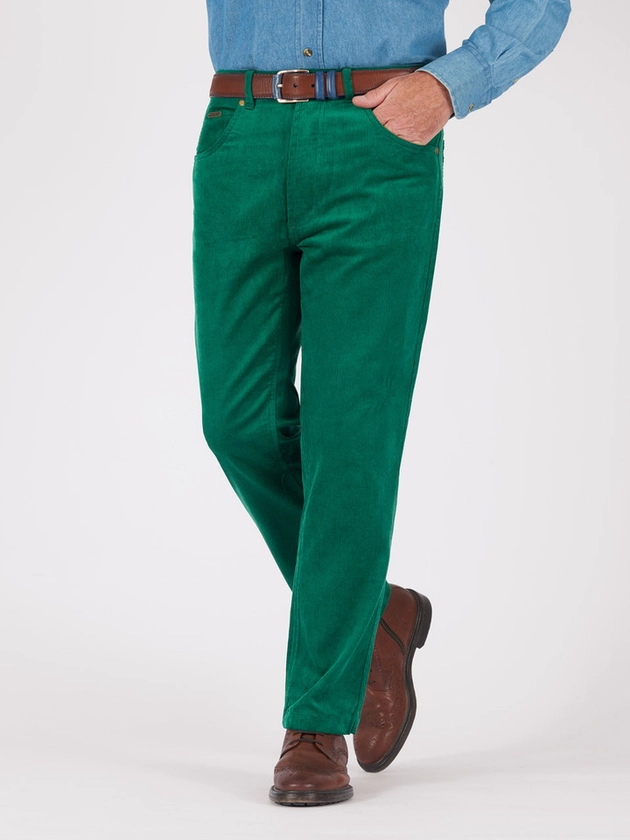 Men's Green Needle Cord Jeans | Peter Christian