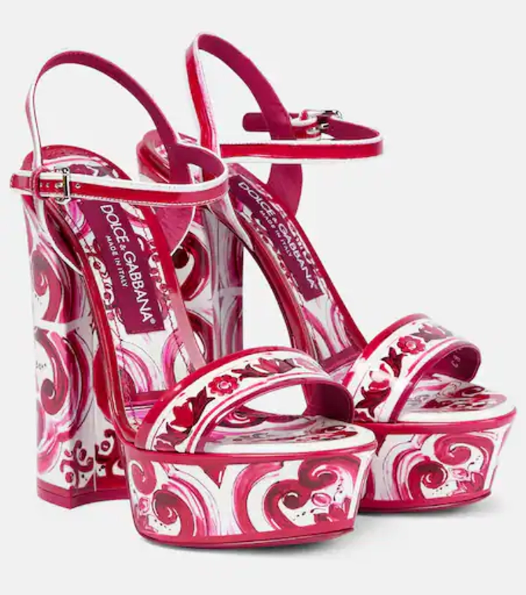 Printed leather platform sandals in red - Dolce Gabbana | Mytheresa