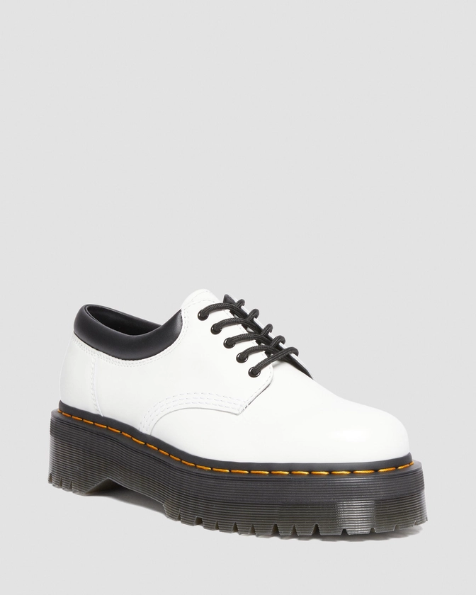 8053 Leather Platform Casual Shoes in White | Dr. Martens