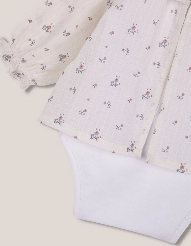 Camisa body estampada blanco para primera puesta | Gocco