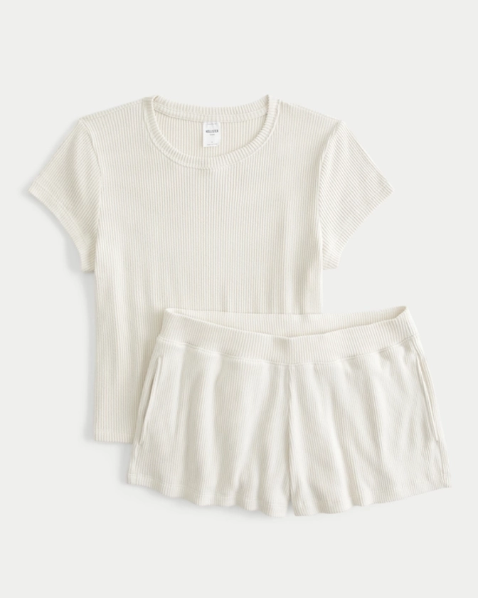 Women's Cozy Ribbed T-Shirt and Shorts Bundle | Women's | HollisterCo.ca