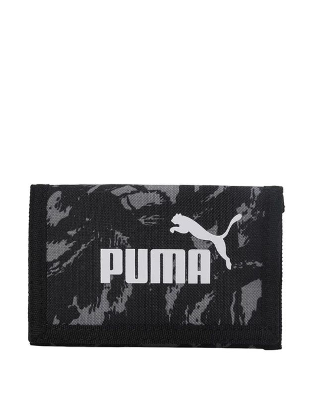 Puma Phase Black & Concrete Grey Casual Polyester Tri-Fold Wallet for Men