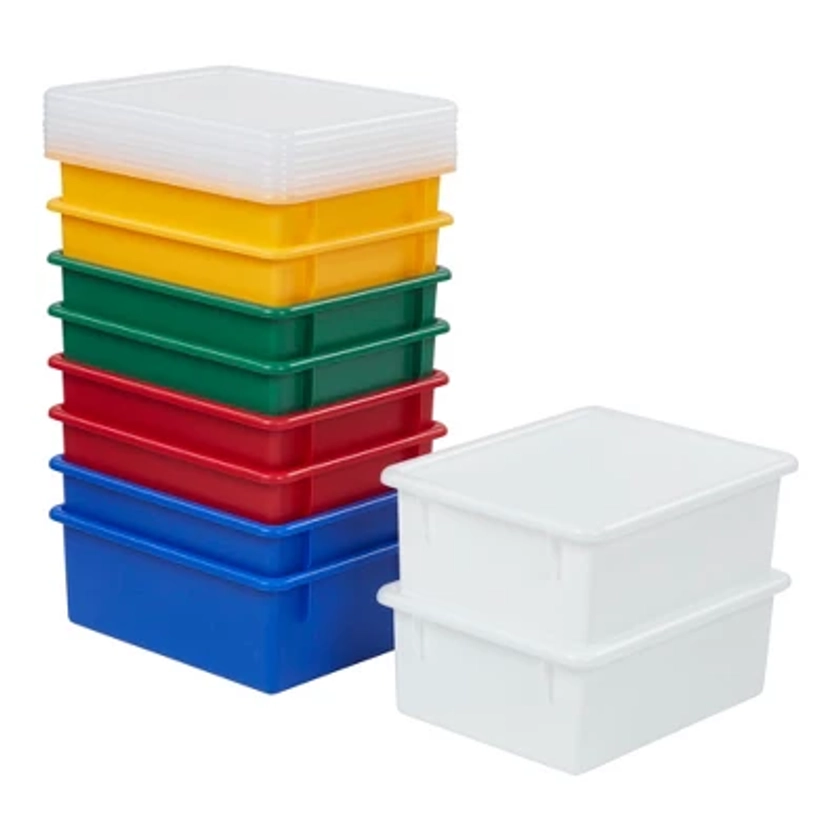 ECR4Kids Letter Size Deep Tray with Lid, Assorted, 10-Piece