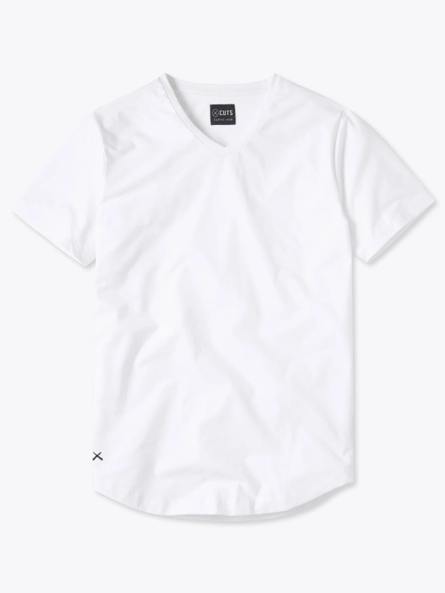 Men's White Short Sleeve V-Neck T-Shirt