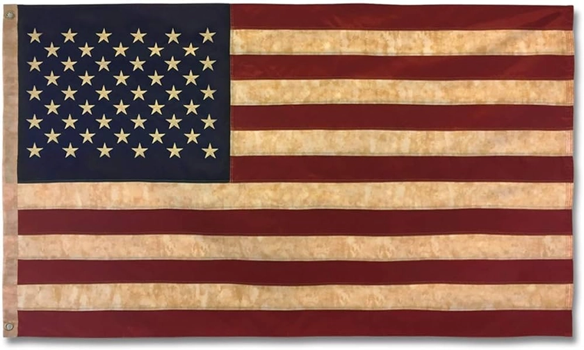 Embroidered Vintage American Flag- Premium Quality Oxford Poly - 3'x5' Vintage Heritage Edition w/Grommets