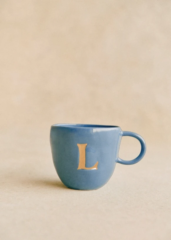 Sézane Maison - Mug Appolline Bleu - Lettre L - Céramique - Sézane