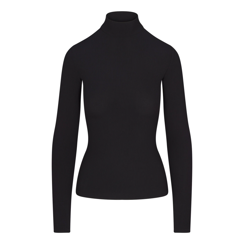 SOFT LOUNGE MOCK NECK LONG SLEEVE TOP | ONYX