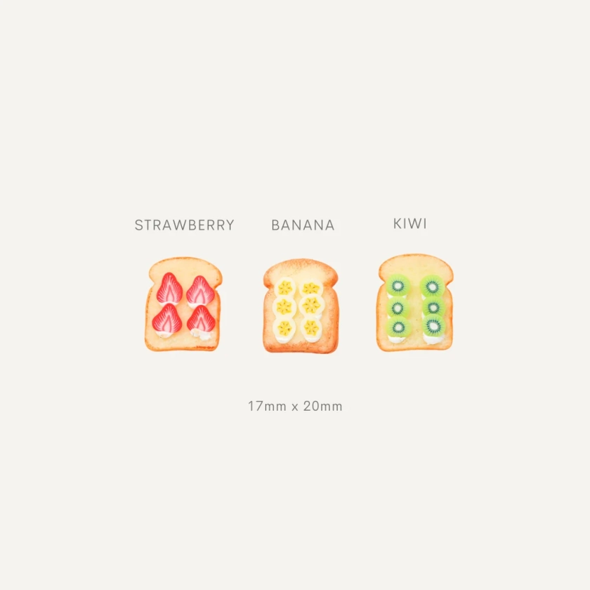 Fruit Toast Magnet Set | Bread, Strawberry, Banana, Kiwi Magnet | Food Stationary | Miniature Breakfast Fridge Magnet | Notice Board Magnets