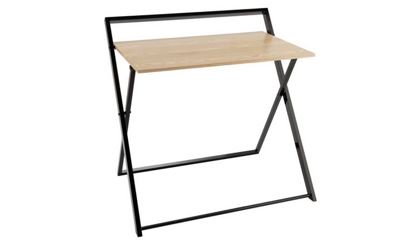 Habitat Compact Folding Office Desk - Black & Oak