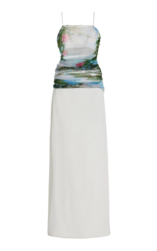 Silk-Detailed Two-Piece Crepe Maxi Dress