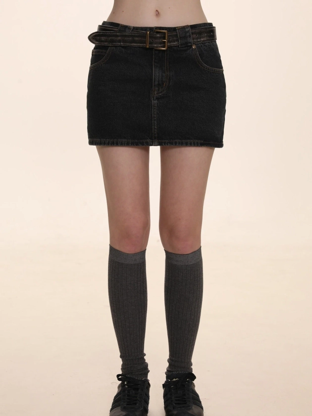 Vintage Denim A-Line Mini Skirt