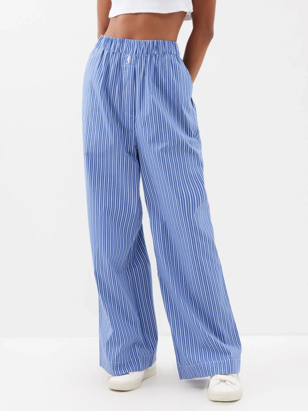 Mirca striped cotton-blend wide-leg trousers