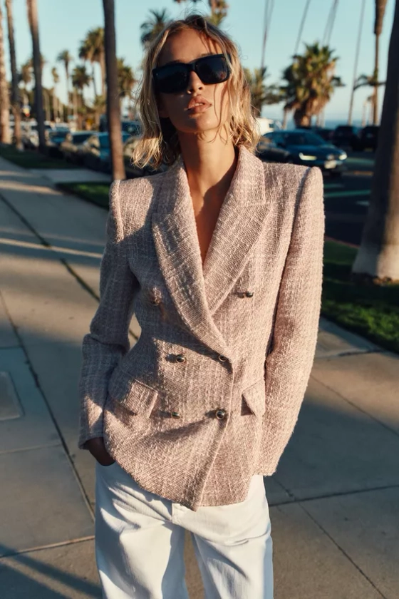 BLAZER AVEC BOUTONNAGE CROISÉ À TEXTURE