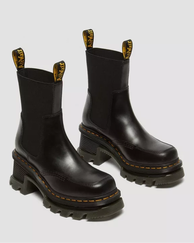 Corran Chelsea Atlas Leather Heeled Boots in Black | Dr. Martens