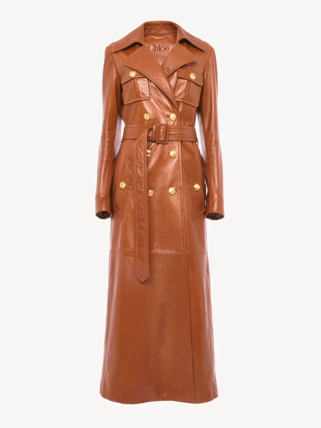 Chloé Utilitarian Trench Coat In Soft Leather | Chloé US