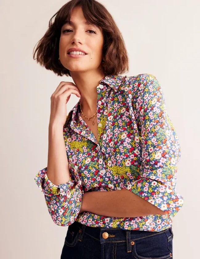 Sienna Silk Shirt - Multi, Leopard Bud | Boden US