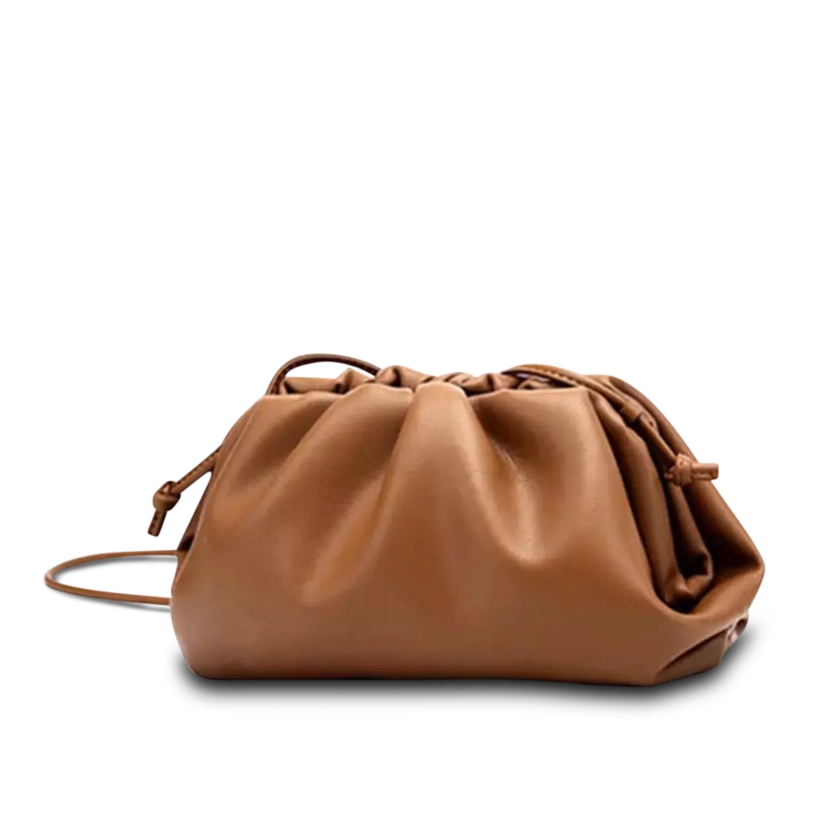 The Jeanie Leather Clutch in Tan
