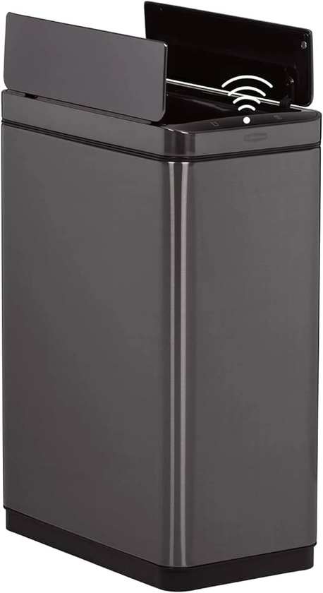 Amazon.com: Rubbermaid Elite Stainless Steel Slim Sensor Trash Can, 11.8-Gallon, Batteries Included, Charcoal, Wastebasket for Home/Kitchen/Hotel/Lobby : Home & Kitchen