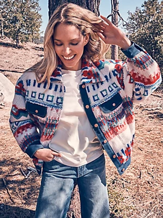 Women's Sherpa Trucker Jacket in Multicolor