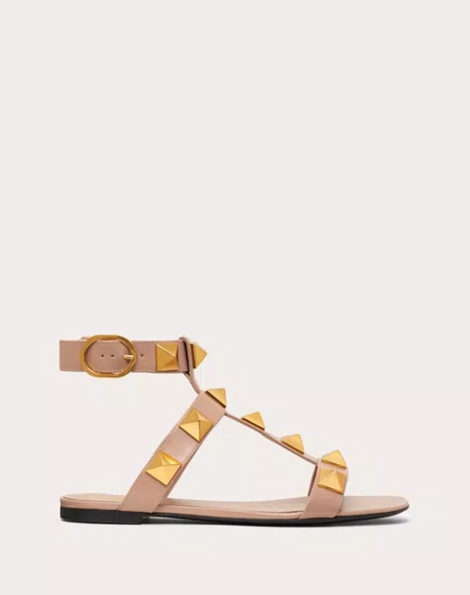 Calfskin Rockstud Sandal With Straps for Woman in Rose Cannelle | Valentino IT