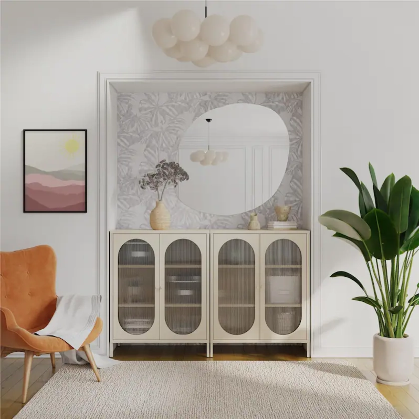 Mr. Kate Luna Short 2 Door Accent Cabinet with Fluted Glass, Black - On Sale - Bed Bath & Beyond - 37792812