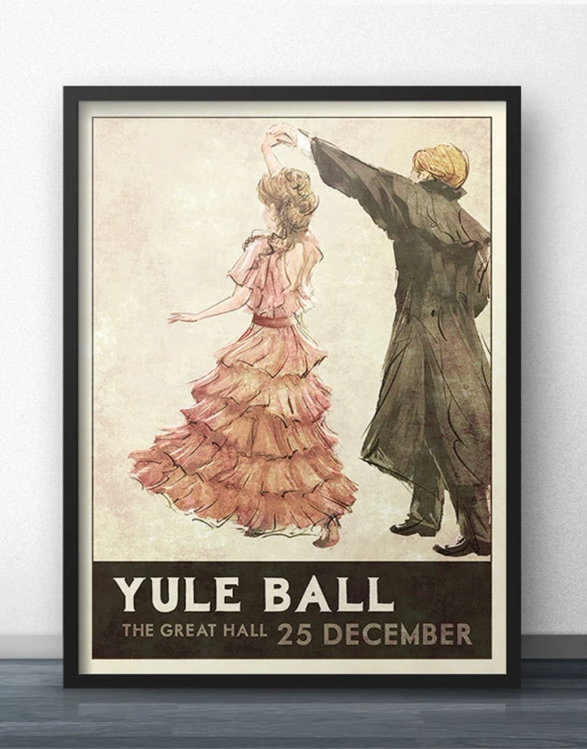 Poster Bal de Noël - Style rétro des années 30 (Robe rose)