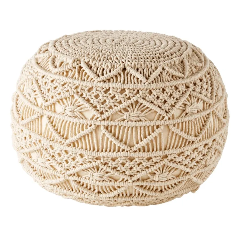 Pouf en coton macramé