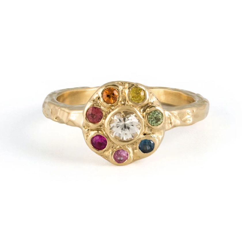 'Iridiana' Rainbow Sapphire Halo Engagement Ring