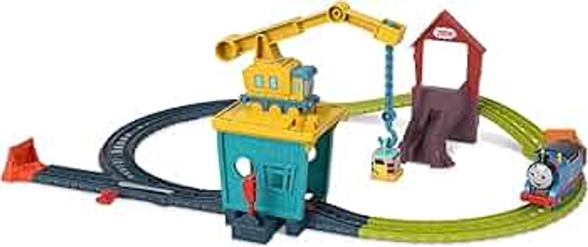 Fisher-Price Coffret Thomas et ses Amis de 18 éléments, dont Carly la Grue et Sandy le Speeder, et éléments de circuit, Jouet Enfant, Dès 3 ans, HDY58