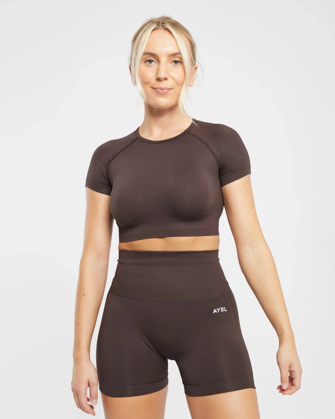 Empower Seamless Crop Top - Cocoa Marron