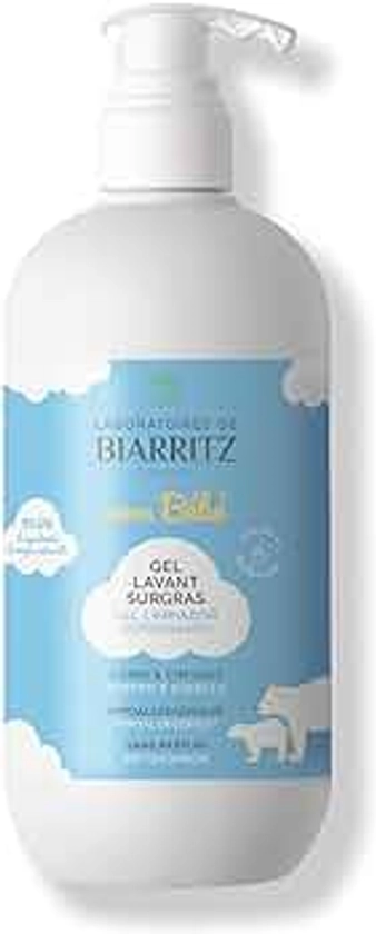 Laboratoires de Biarritz - Gel Lavant Surgras pour Bébé - Sans Parfum - pH Neutre - Certifié Bio - Pour la Peau et le Cuir Chevelu de Bébé - 500 ml - Fabriqué en France