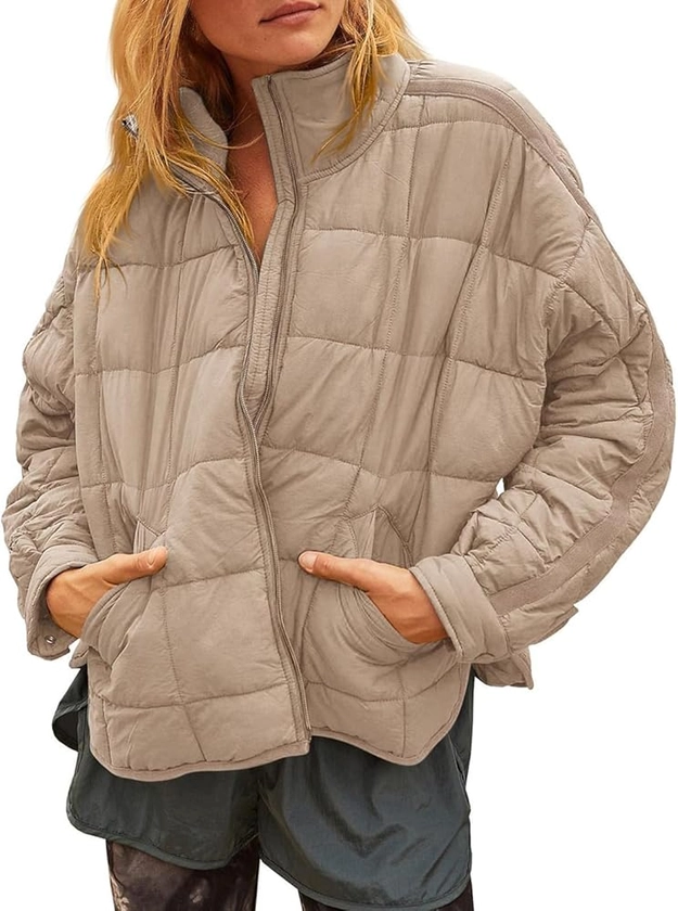 Gacaky Women's Baggy Lightweight Zip Puffer Jacket Warm Winter Down Coat with Pockets