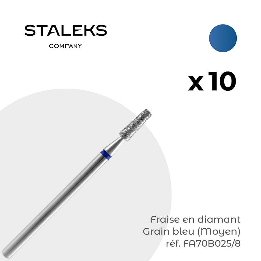 Pack 10 fraises diamant Cône tronqué Bleu Staleks - Fraise Nail Shop