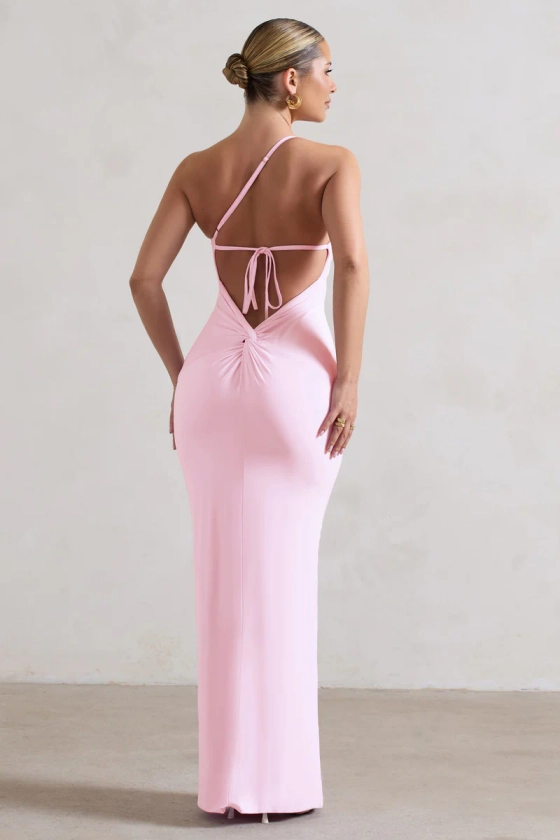 Dressing Up | Pink One Shoulder Maxi Dress With Open Back Detail