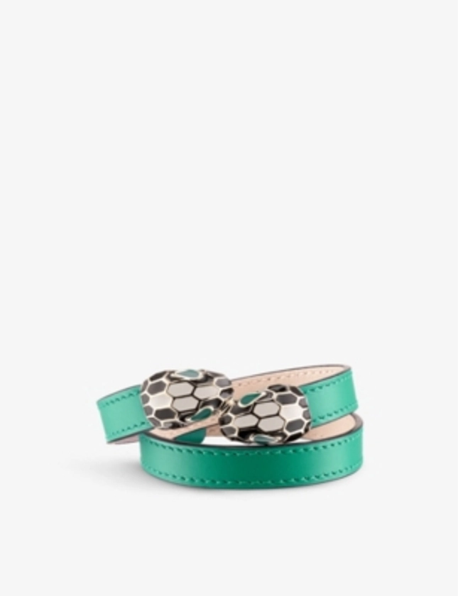 Serpenti Forever wrap-around leather and enamel bracelet