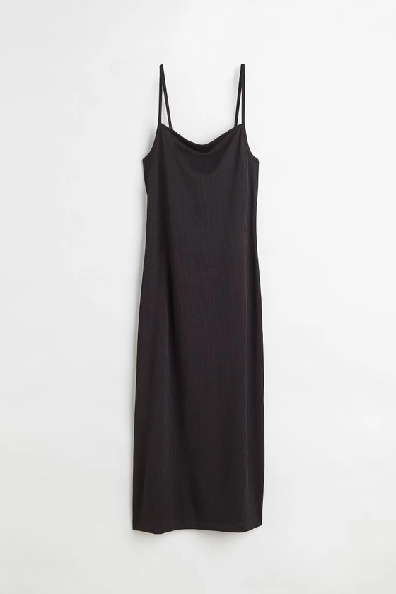 Open-backed ribbed jersey dress - Sleeveless - Midi - Black - Ladies | H&M GB