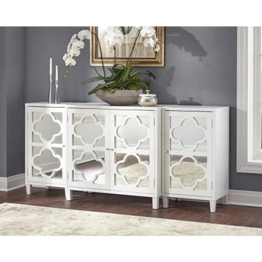 3pc Broadway Cabinet Set White - Lifestorey: Luxury Glam Style, Painted MDF, Adjustable Shelves