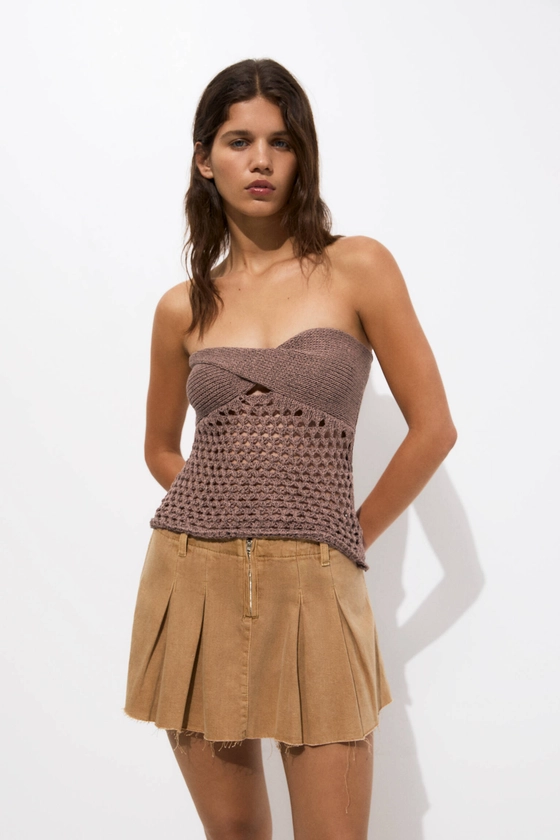 Top bandeau en maille ajourée - pull&bear