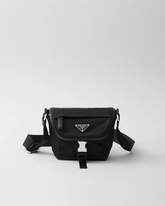 Sac Porté éPaule En Re-nylon Et Cuir Saffiano Noir | PRADA