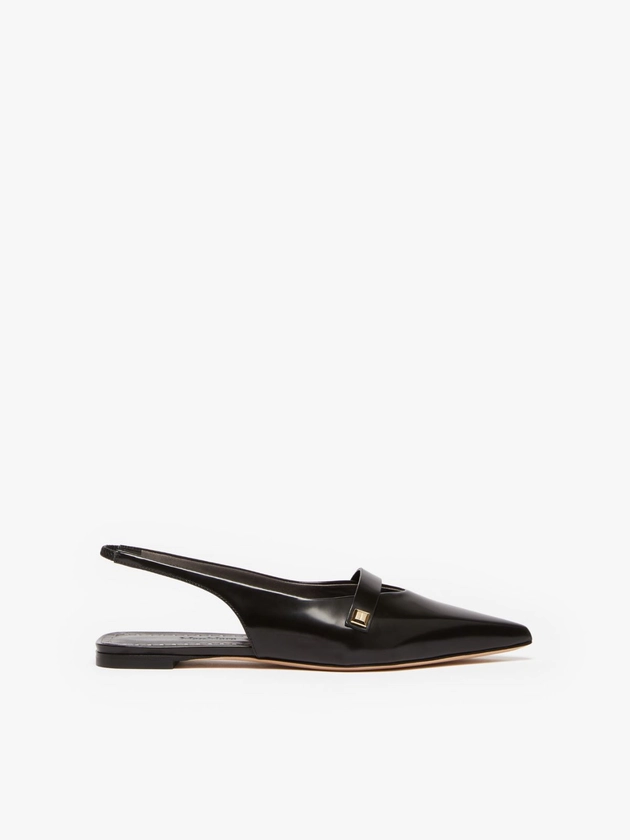Flat leather sandals, black | "MMSPRING" Max Mara 