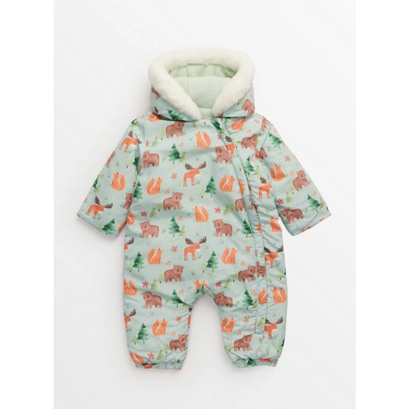 Sage Green Woodland Print Heavy Snowsuit 12-18 months