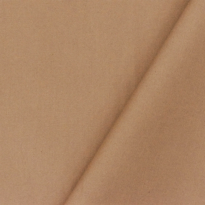 Cream Brown Solid Cotton Stretch Spandex Poplin Woven Fabric