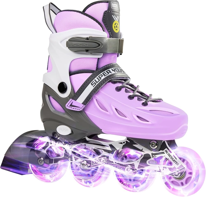 Adjustable Inline Skates for Boys Girls Ages 4-12 with Light Up Wheels, Roller Skates Blades for Youth Kids Indoor & Outdoor Beginners