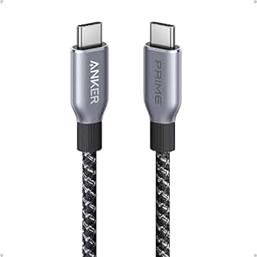 Anker Prime câble USB-C vers USB-C, câble USB-C recharge rapide 240 W 0,9 m, nylon tressé upcyclé haute durabilité, câble USB 2.0 pour iPhone 16/16 Pro/16 Pro Max/16 Plus, MacBook, iPad, Galaxy S24