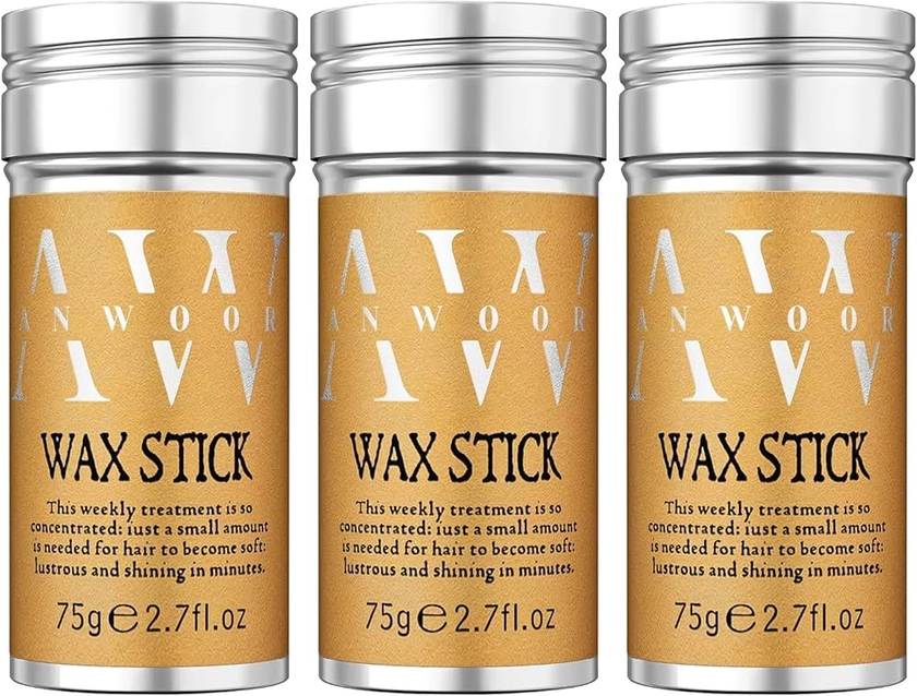 Hair Wax Stick, 3PCS - Wax stick for Hair Wigs Edge Control, Hair Wax Stick for Flyaways, Taming Frizz, Hair Styling Slick Stick for Pomade & No-Greasy - 2.7 Oz