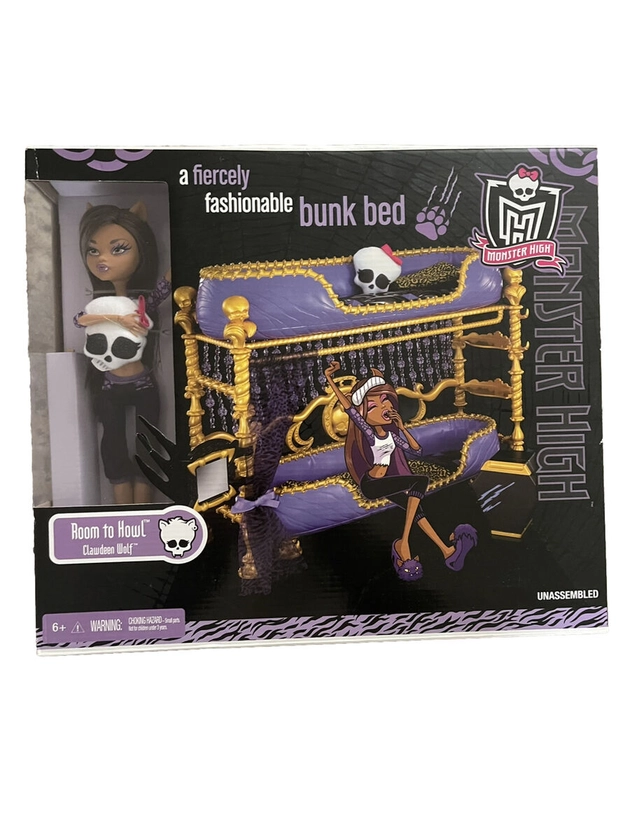 Monster High Clawdeen Wolf Bunk Bed Dead Tired Room To Howl Playset & Doll